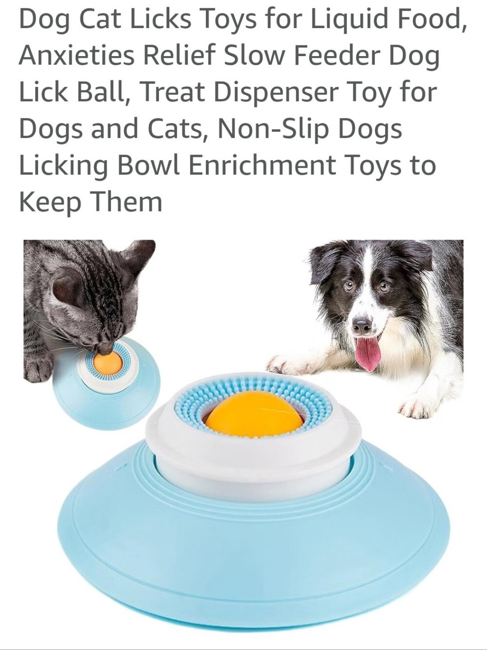 Pet Dog Cat Lick & Treat Dispensing Slow Feeder Bowl- Light Blue Yellow ✨️5/$30